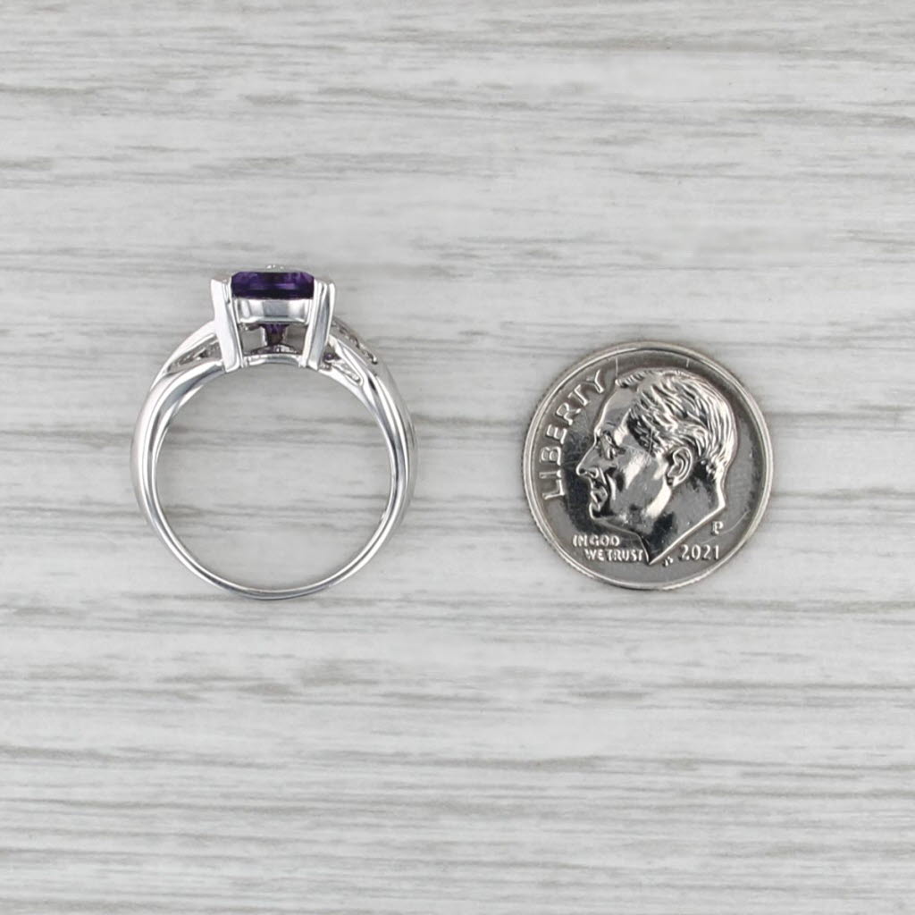 1.10ctw Amethyst Diamond Bypass Ring 10k White Gold Size 5.5