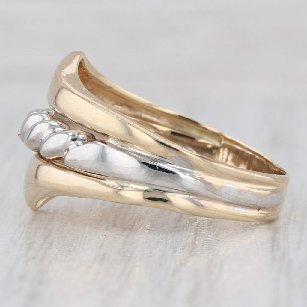2-Toned Scalloped Ring 14k White Yellow Gold Size 7 Band