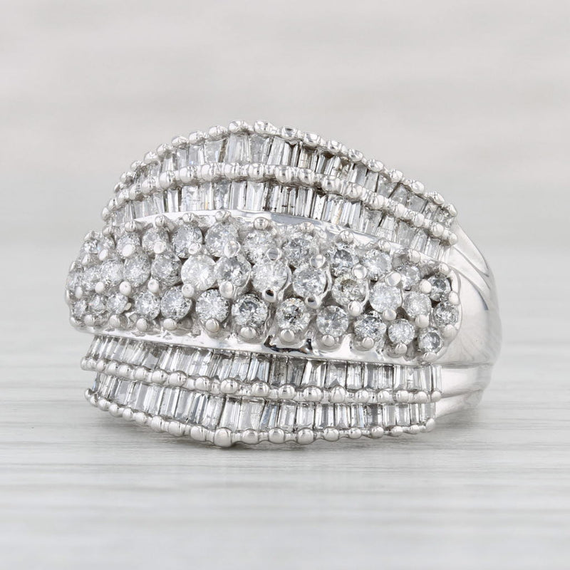 Light Gray 1.45ctw Diamond Cocktail Ring 10k White Gold Size 7