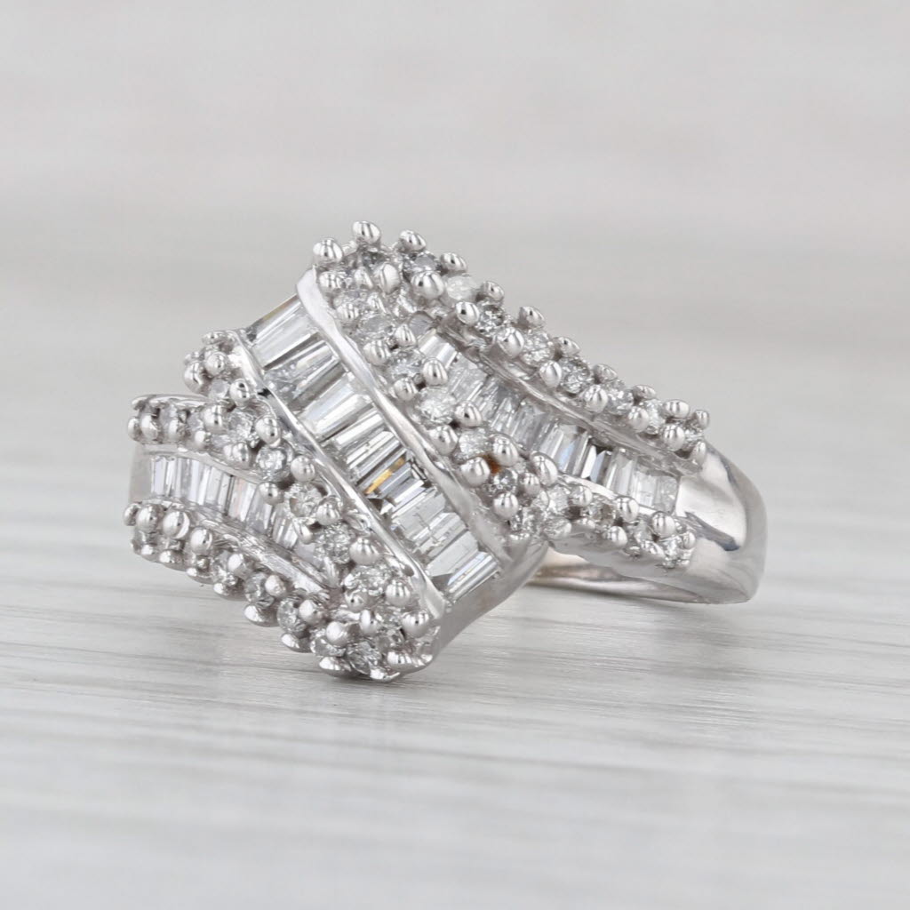 0.78ctw Diamond Overlay Ring 14k White Gold Size 5.5 Cocktail