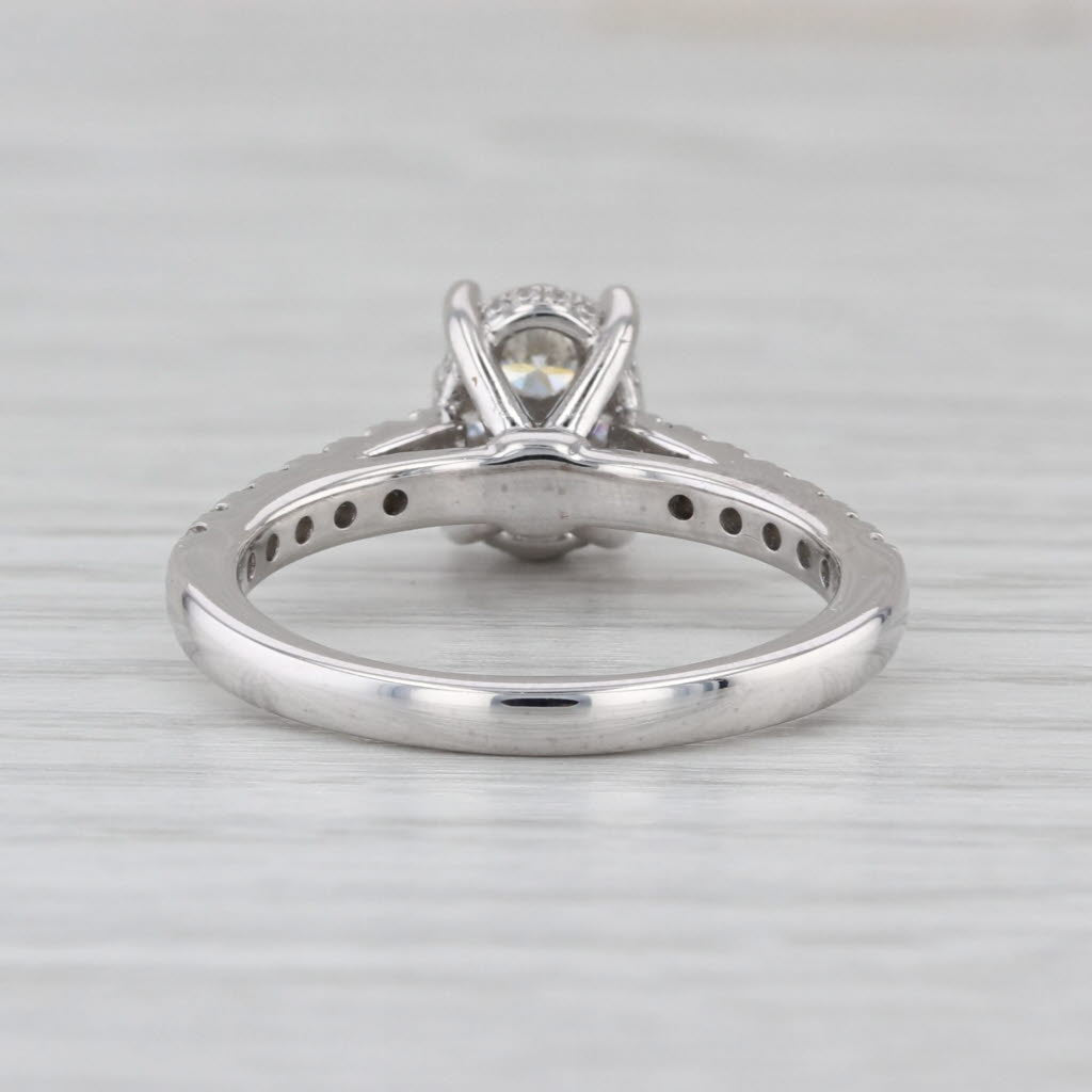 1ctw Diamond Cluster Engagement Ring 950 Platinum Size 6.75 Cathedral Band