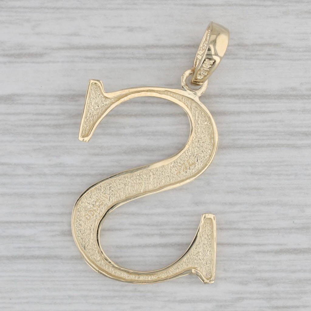 Gray Large Letter Initial S Pendant 14k Yellow Gold