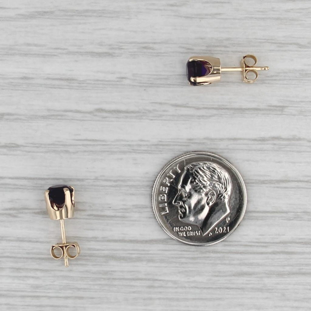 1.16ctw Amethyst Solitaire Stud Earrings 14k Yellow Gold Round Studs