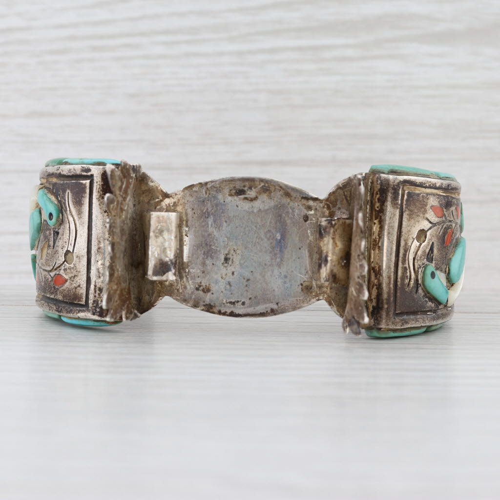 Harry Spencer Navajo Cuff Bracelet for watch Sterling Silver Stone Birds Vintage