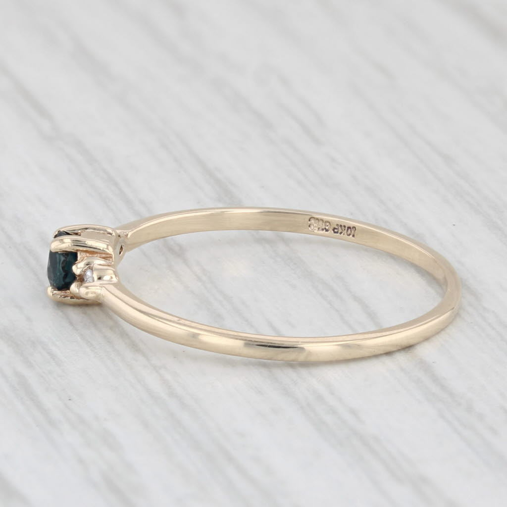 Light Gray 0.20ctw Blue Sapphire Diamond Ring 10k Yellow Gold Size 6.25 Small Stackable