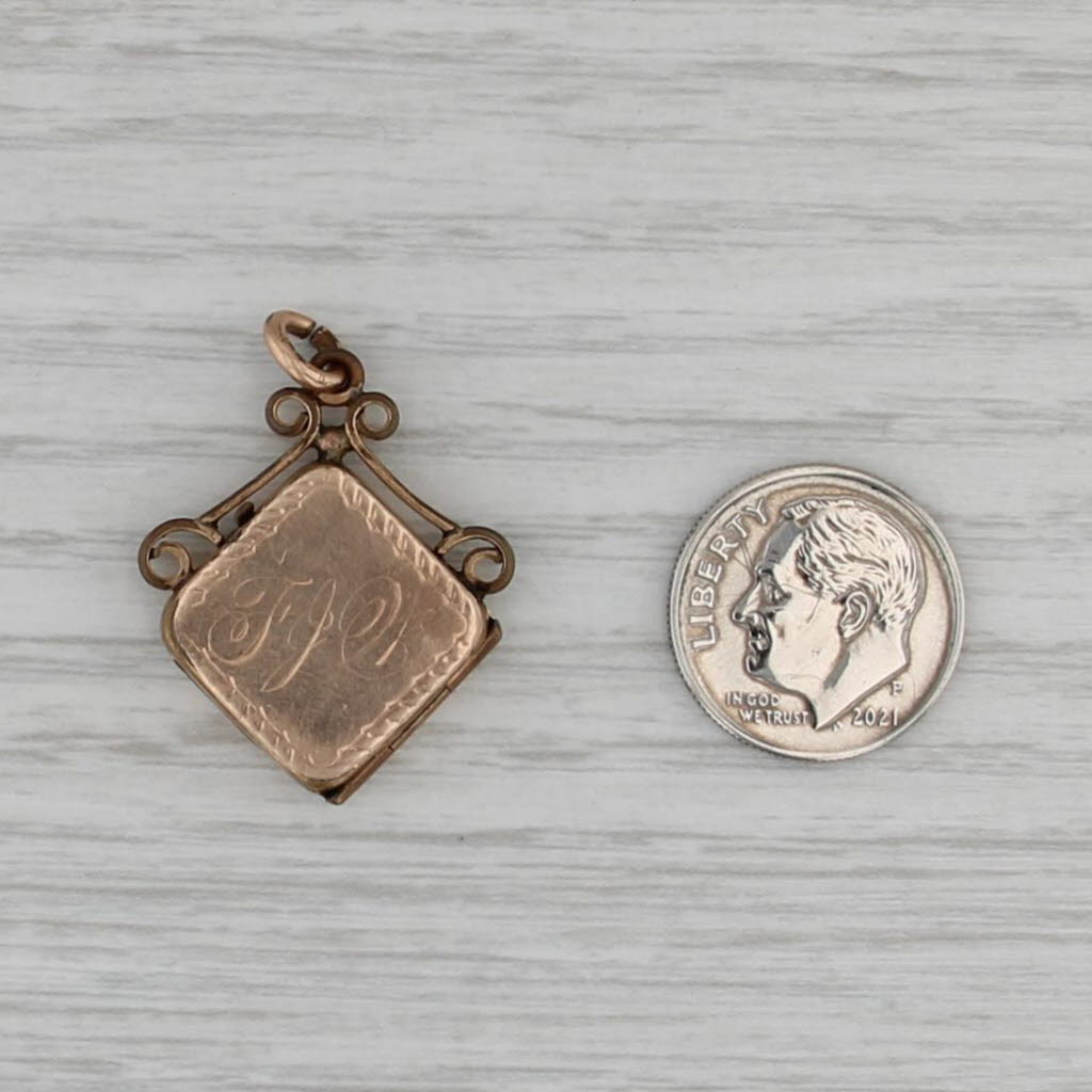 Victorian Engraved Locket Pendant Fob Gold Filled Antique