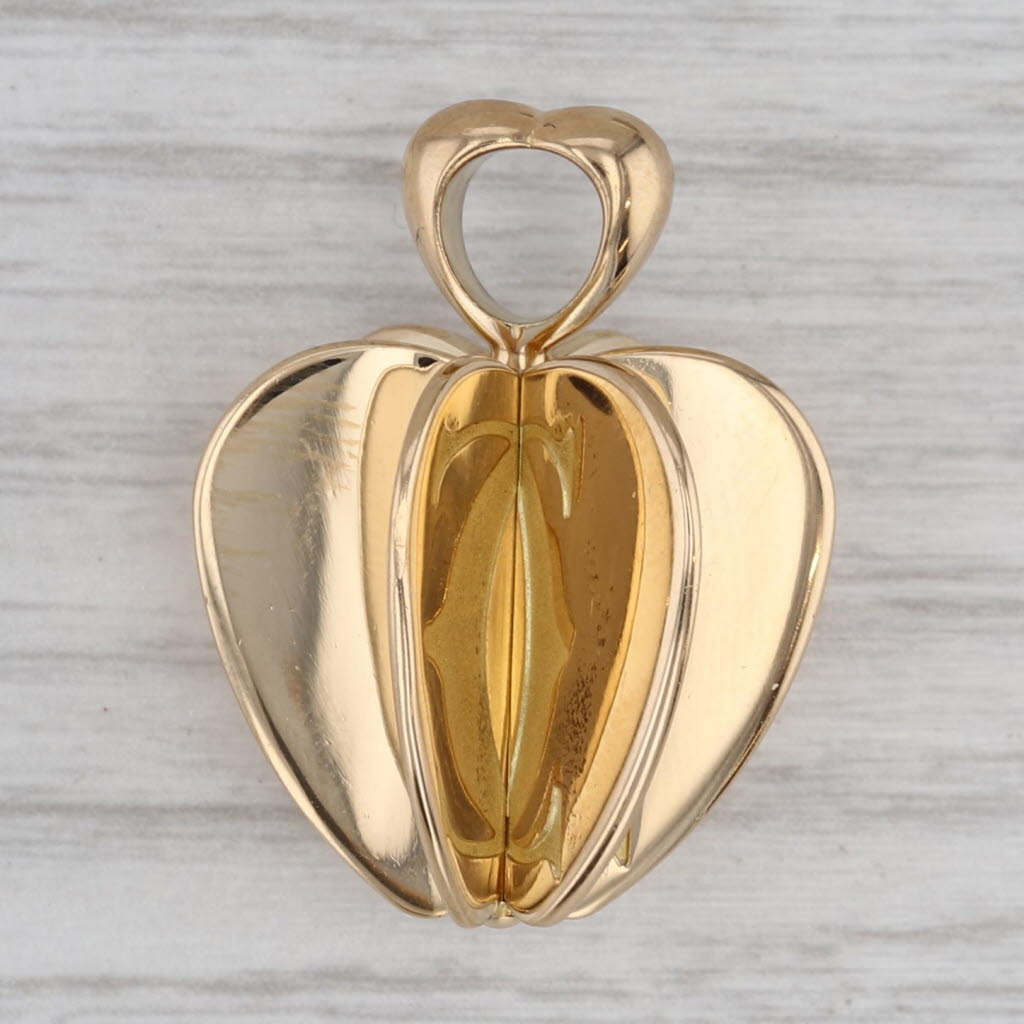 Gray Cartier Double C Heart Spinning Apple Pendant 18k Yellow Gold Statement