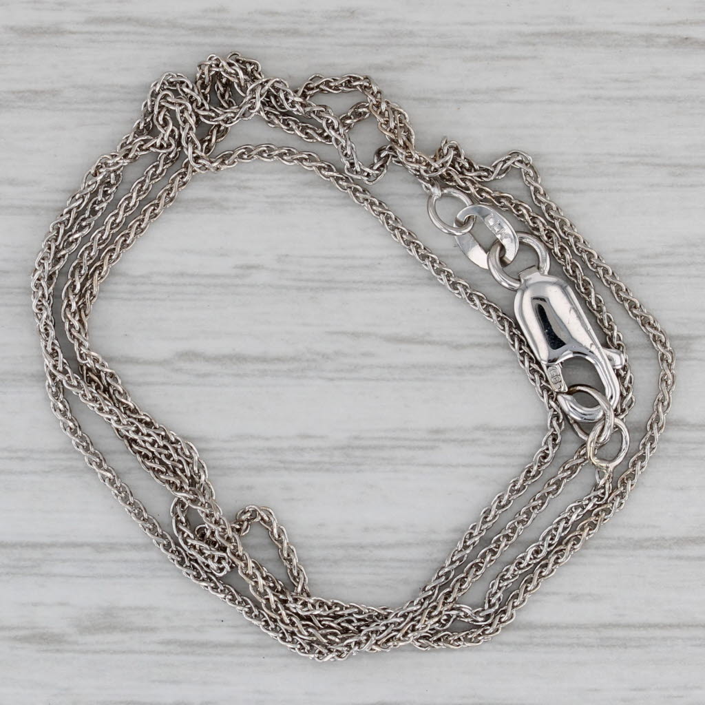 Gray Wheat Chain Necklace 14k White Gold 20.25" 1.2mm