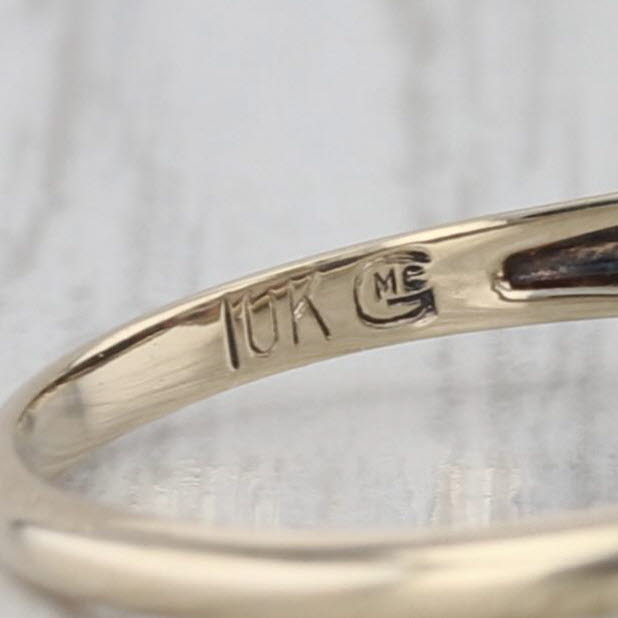 Vintage Diamond Star Solitaire Signet Ring 10k Yellow Gold Size 7
