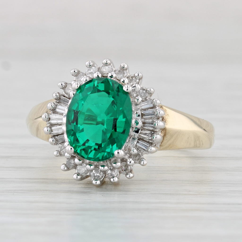 Light Gray 2.05ctw Oval Lab Created Emerald Diamond Halo Ring 10k Yellow Gold Size 8