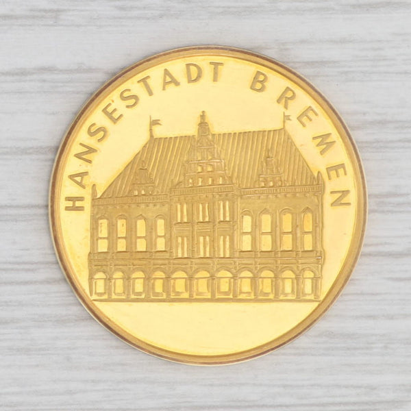 Light Gray Becks Beer Gold Coin w/ Box Hansestadt Bremen 14k Souvenir Keesake