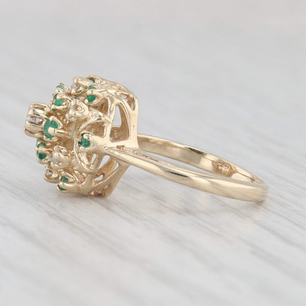 0.25ctw Emerald Diamond Cluster Ring 14k Yellow Gold Size 3