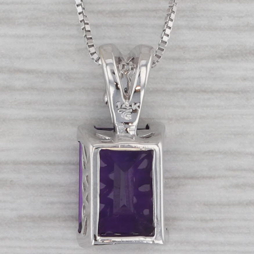 Gray 1.35ct Amethyst Pendant Necklace 14k White Gold 16" Box Chain Topaz Accent