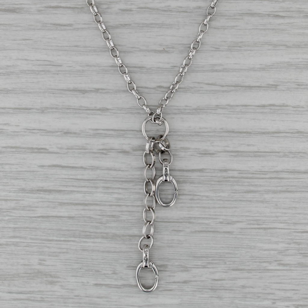 Cable Chain Necklace Lariat Pendant Clasp Ends Sterling Silver 21.75" 2.7mm