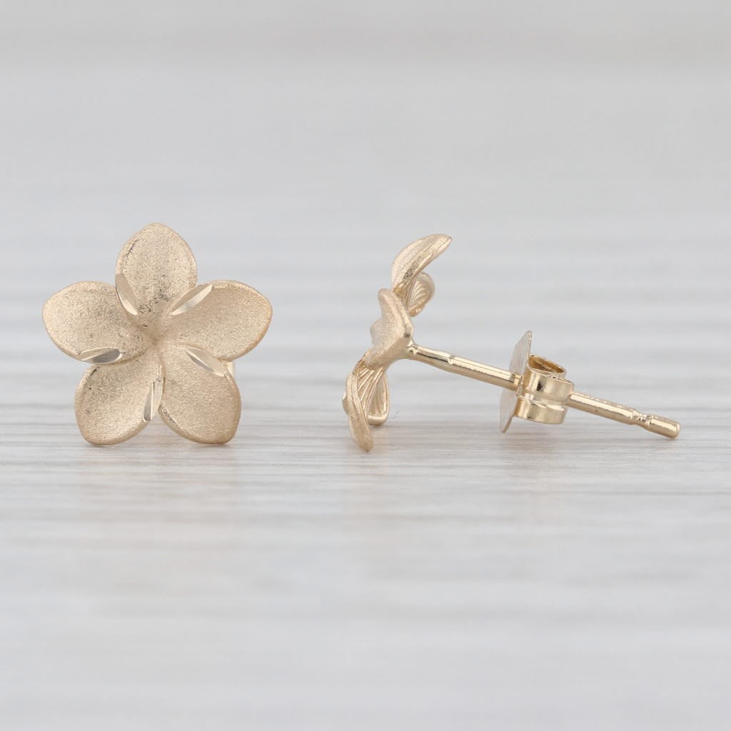 Small Flower Stud Earrings 14k Yellow Gold Floral Studs