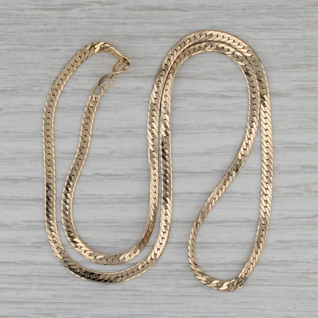 Herringbone Chain Necklace 14k Yellow Gold 19" 3mm