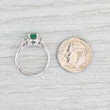 0.47ctw Oval Emerald Diamond Ring 14k White Gold Size 3.5
