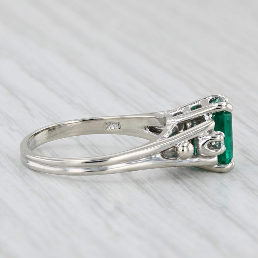 Light Gray 1.06ctw Lab Created Emerald Diamond Ring 14k White Gold Size 5.5 Engagement