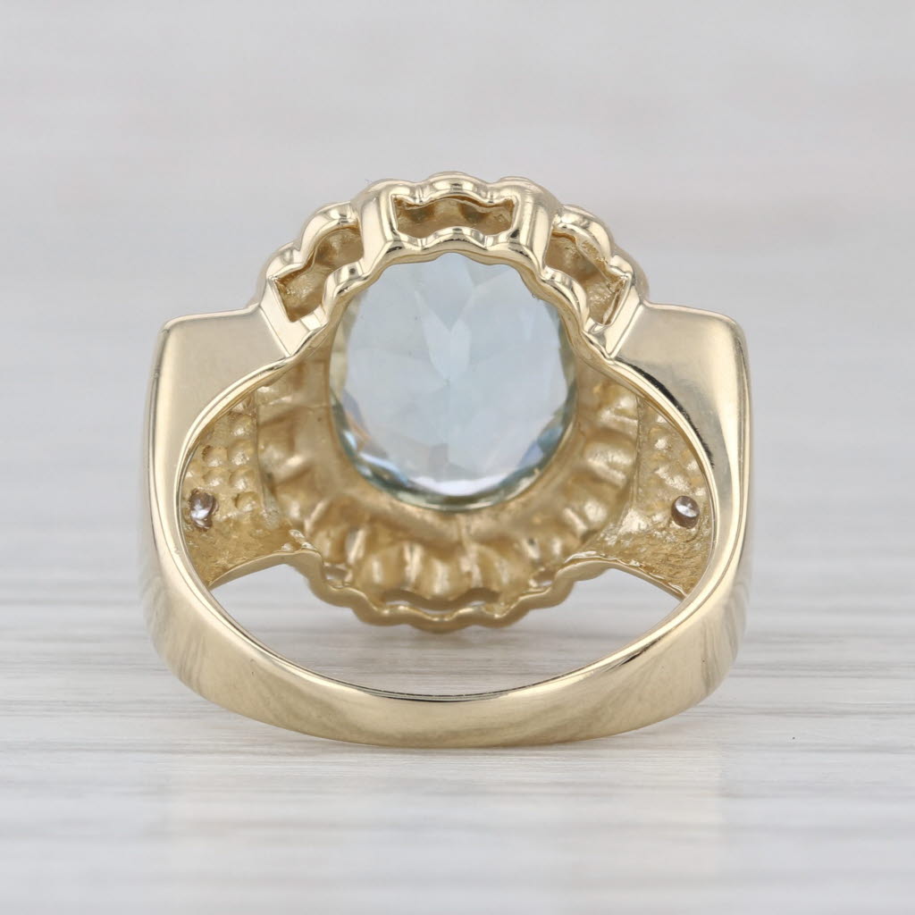 2.89ctw Oval Aquamarine Diamond Ring 14k Yellow Gold Size 6.25
