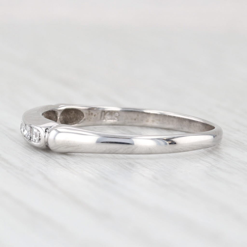 Light Gray Vintage 0.15ctw Diamond Wedding Band 14k White Gold Stackable Size 8.5 Ring