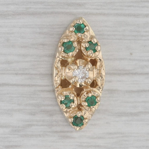 Gray Richard Klein 0.12ctw Emerald Diamond Slide Bracelet Charm 14k Gold Vintage