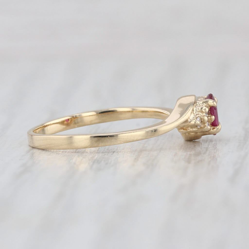 0.24ctw Ruby Diamond Bypass Ring 14k Yellow Gold Size 6.5