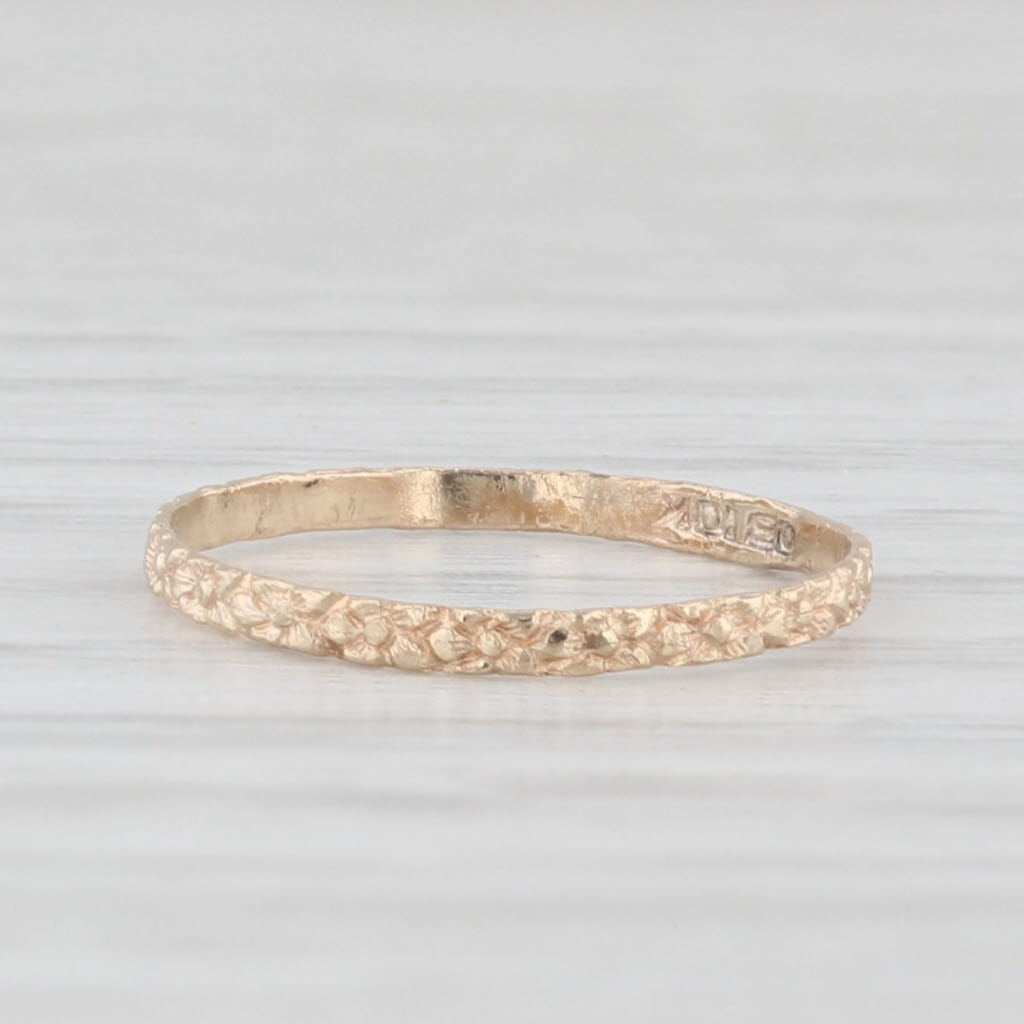 Light Gray Ostby Barton Floral Vintage Baby Ring 10k Yellow Gold Small Size Band