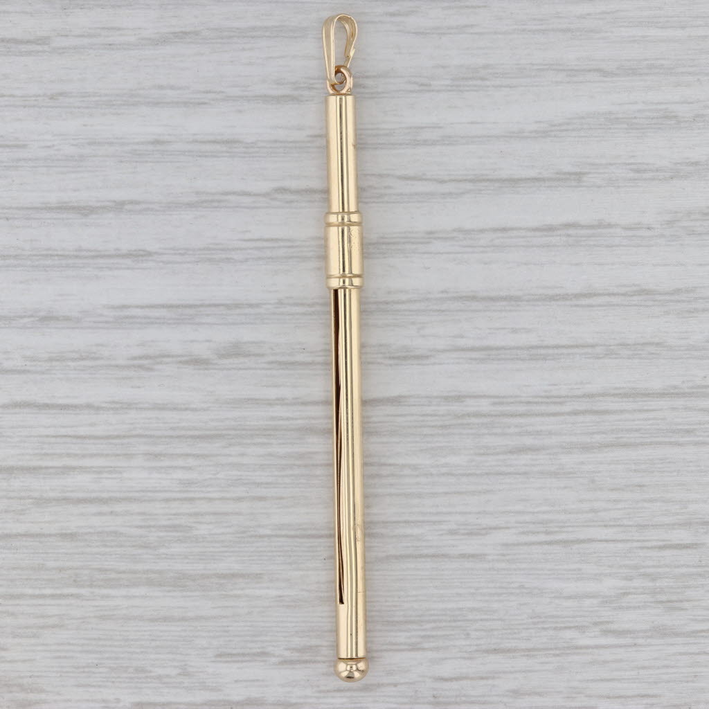 Gray Vintage Swizzle Stick Cocktail Stirrer Pendant 14k Yellow Gold Barware