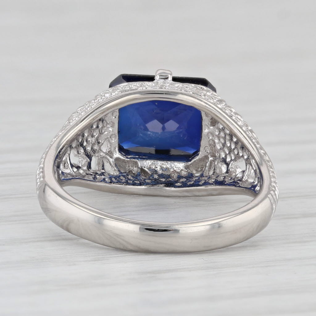 Light Gray 2.90ct Lab Created Sapphire Solitaire Ring Sterling Silver Size 6 Filigree