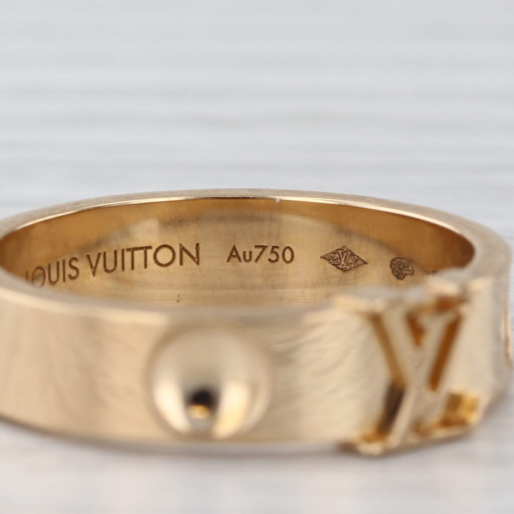 Louis Vuitton Empreinte LV Band Ring 18k Yellow Gold Size 8.5 58 Stackable