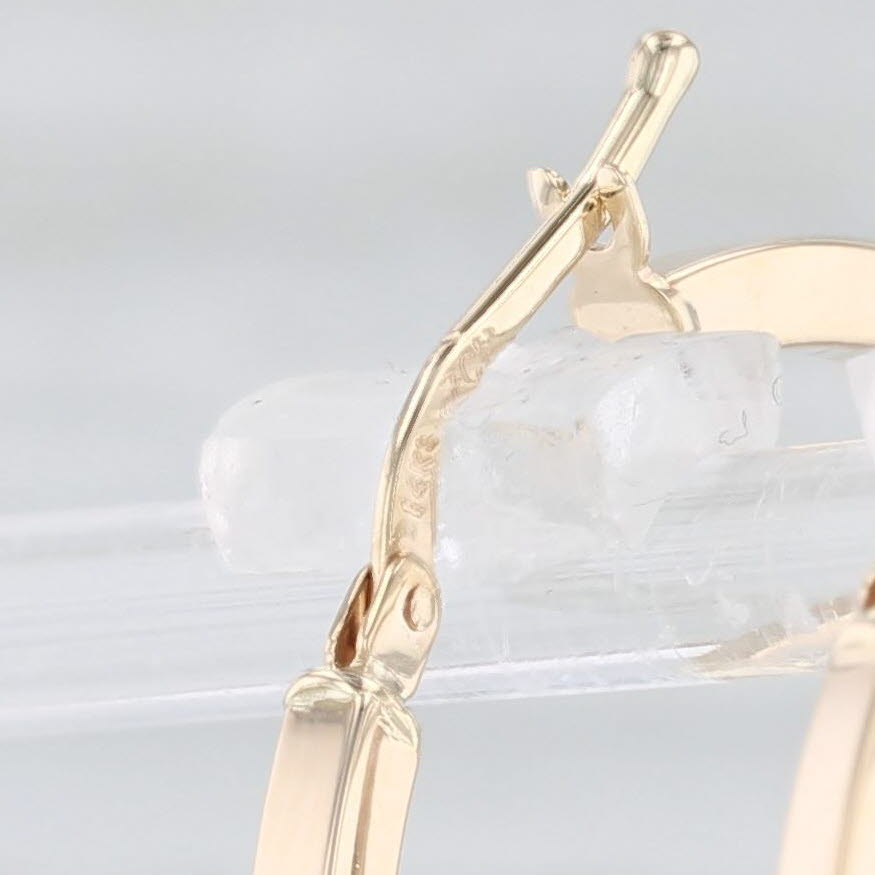 Light Gray New Round Hoop Earrings 14k Yellow Gold Snap Top Pierced Hoops
