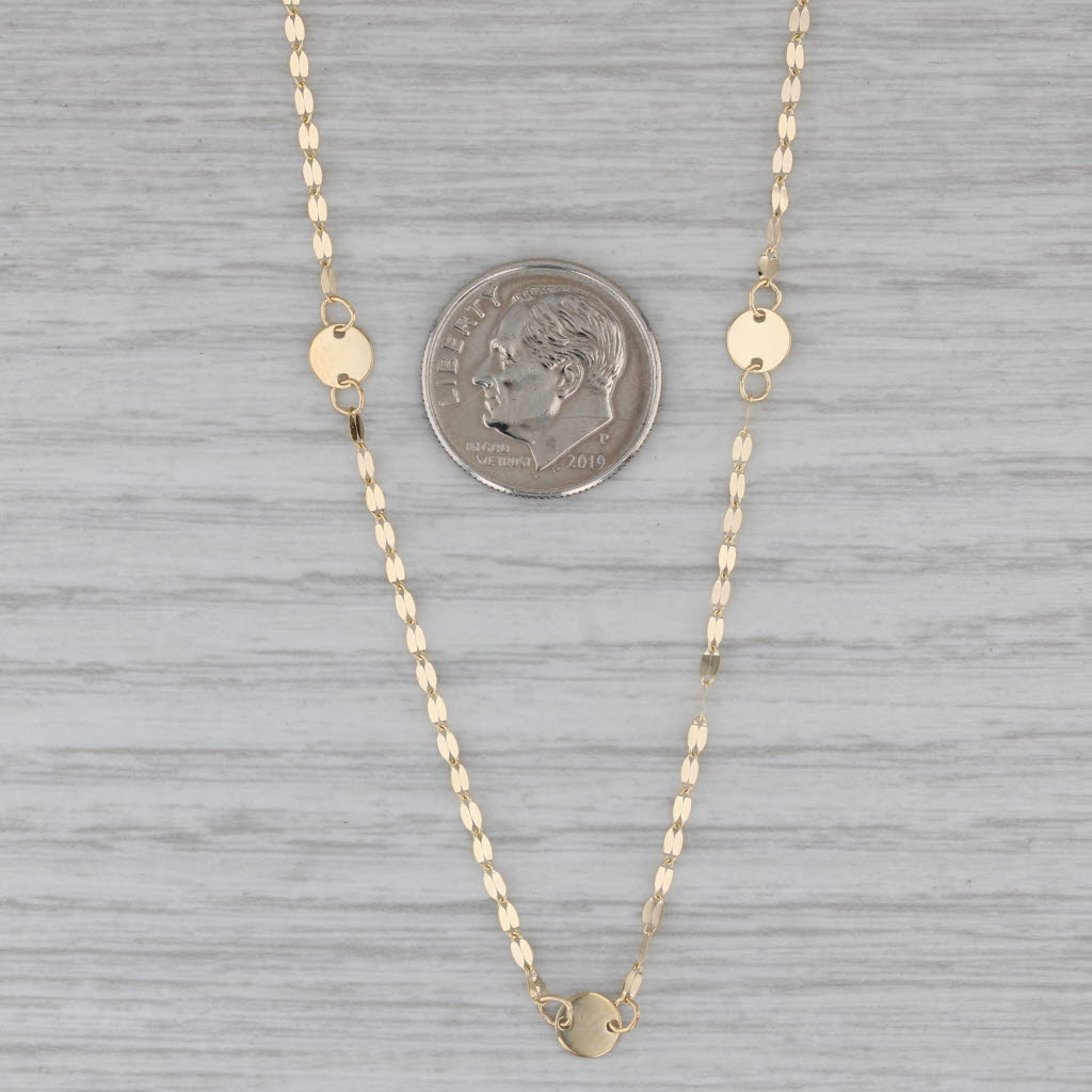 Gray New Mirror Chain Circle Stations Necklace 14k Yellow Gold 18"