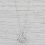 0.11ctw Diamond Floating Heart Pendant Necklace 10k White Gold 20.5" Rope Chain