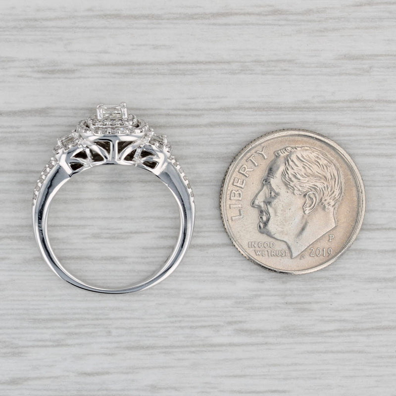 Gray 0.50ctw Diamond Princess Halo Engagement Ring 14k White Gold Size 5