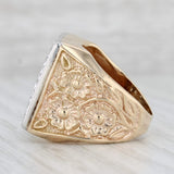 Light Gray 0.72ctw Diamond Ring 14k Gold Floral Cocktail Size 6