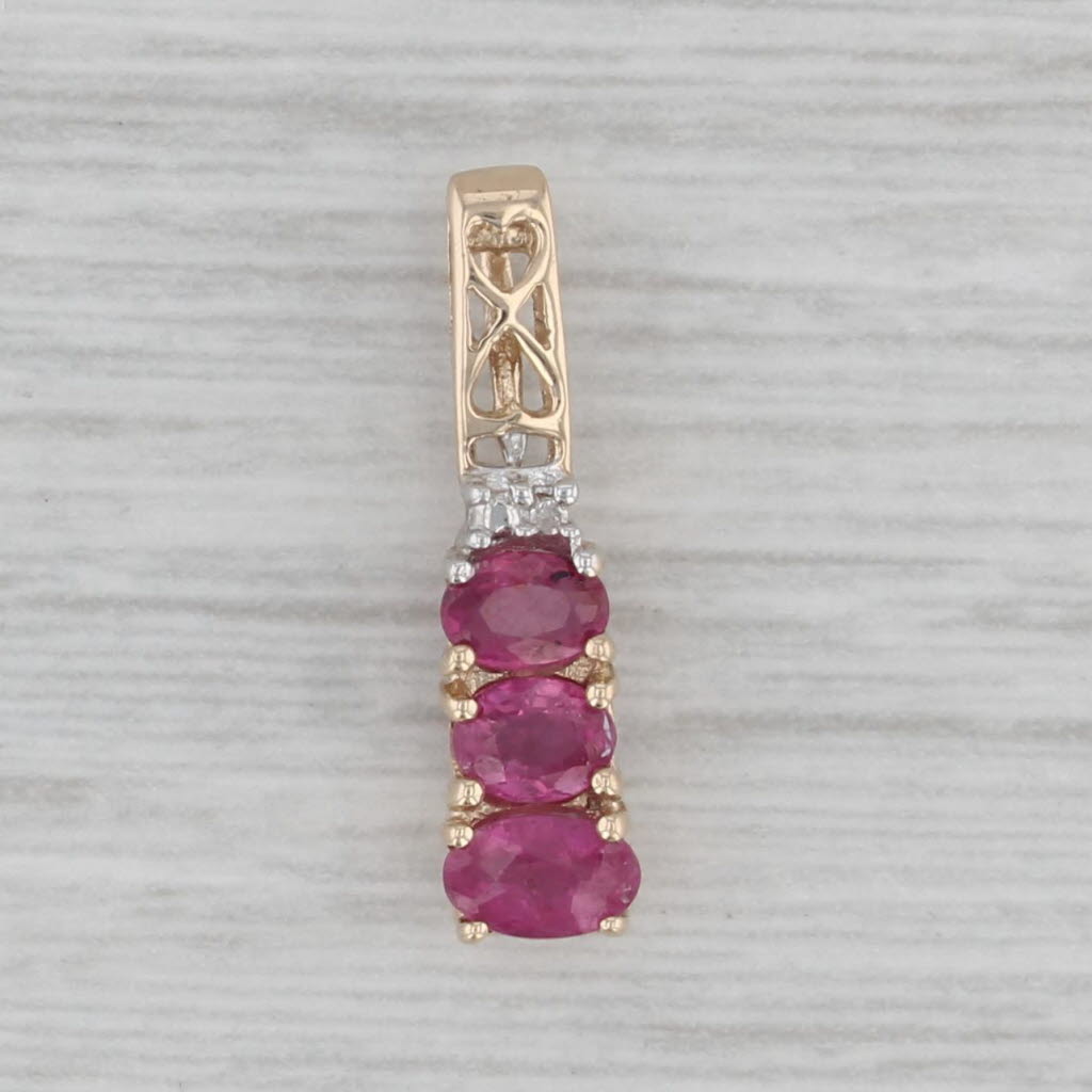 Gray 0.68ctw Ruby 3-Stone Journey Pendant 10k Yellow Gold