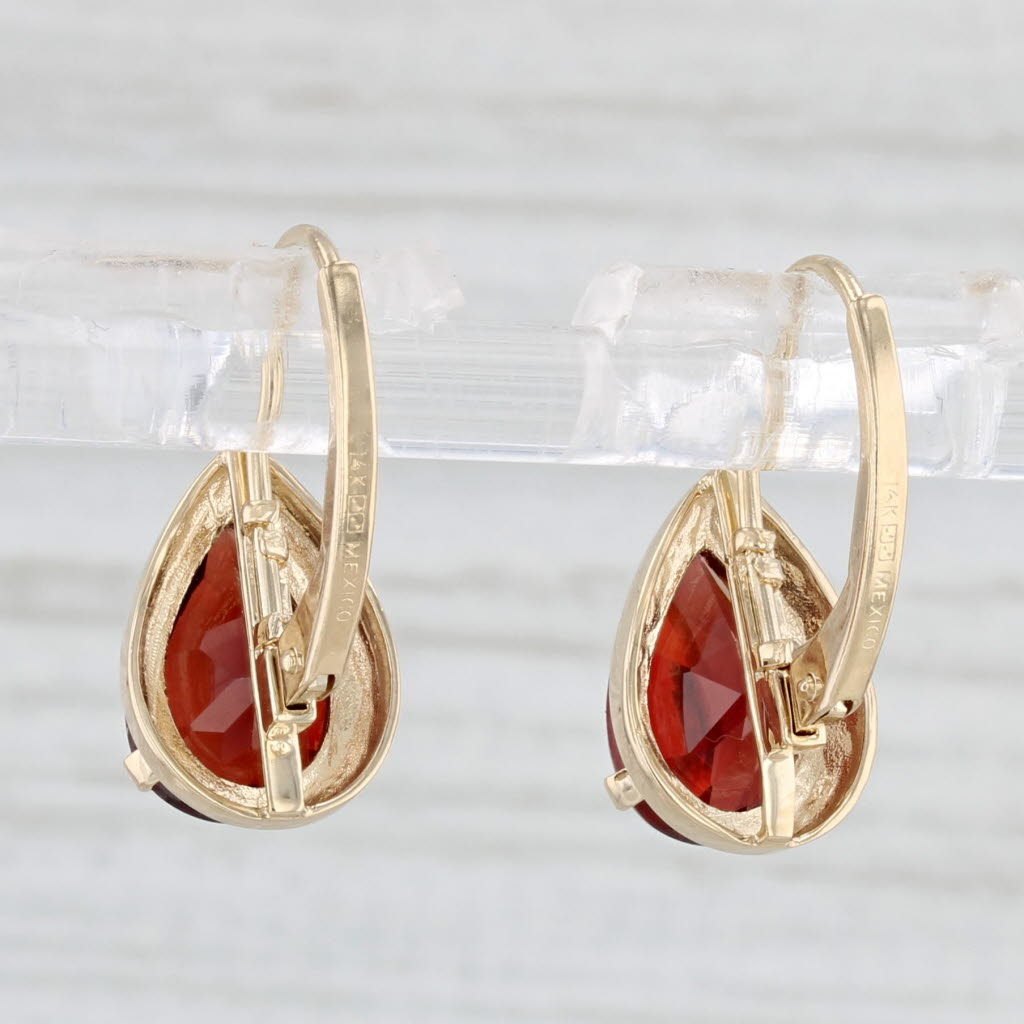 Light Gray 3.20ctw Garnet Teardrop Earrings 14k Yellow Gold Lever Backs