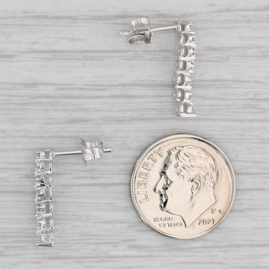 Gray 0.20ctw Diamond Journey Drop Earrings 10k White Gold