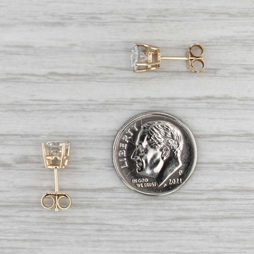 1.28ctw Diamond Stud Earrings 14k Yellow Gold Round Solitaire Studs