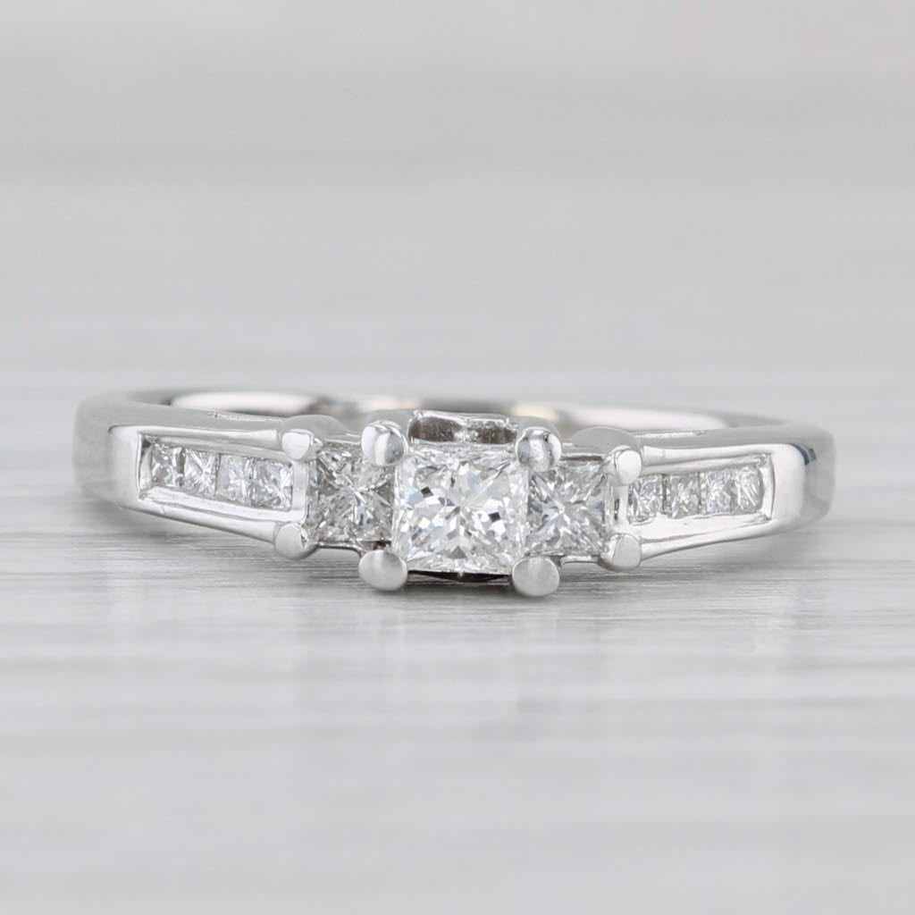 Light Gray 0.50ctw Princess Diamond Engagement Ring 14k White Gold Size 5.75