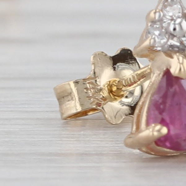 0.38ctw Pear Ruby Diamond Stud Earrings 14k Yellow Gold Teardrop Studs
