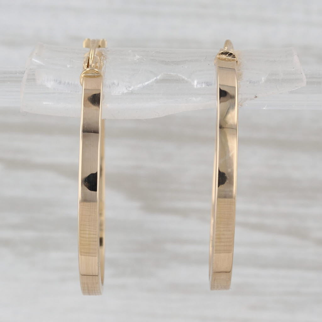 Round Hoop Earrings 14k Yellow Gold 23.5 x 2mm Snap Top Hoops