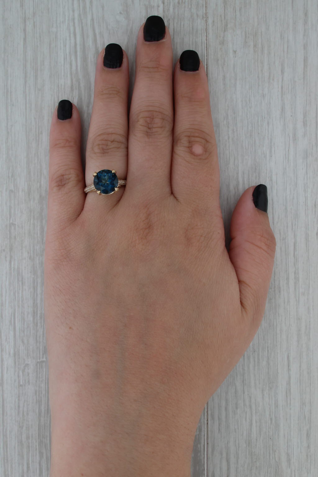 4.57ctw London Blue Topaz Diamond Ring 14k Yellow Gold Size 6.75 Cathedral