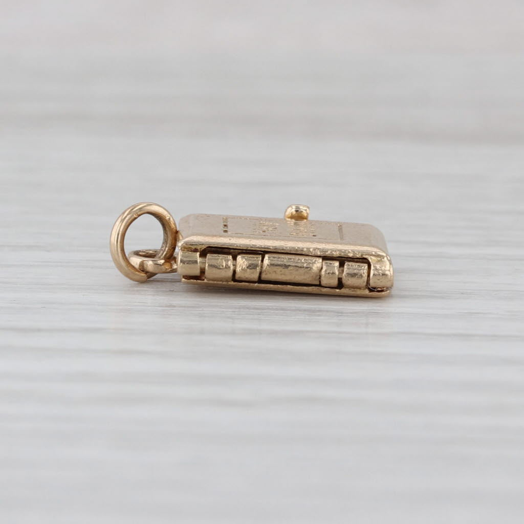 Vintage Bible Charm 9k Yellow Gold Lord's Prayer Book Opens Pendant