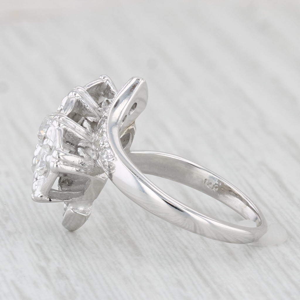 Light Gray Vintage 0.87ctw Diamond Bypass Ring 14k White Gold Size 5.75