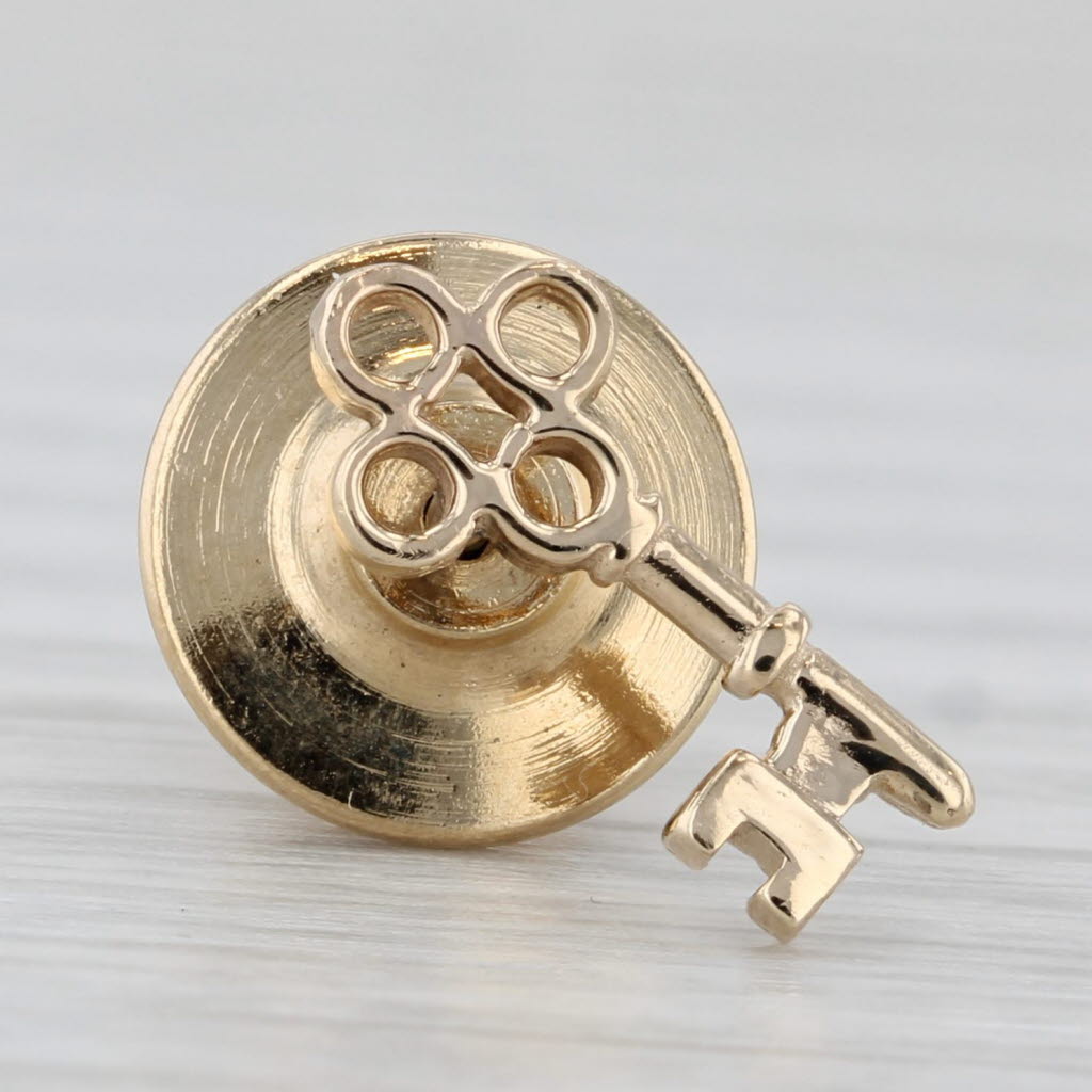 Gray Skeleton Key Lapel Pin 14k Yellow Gold