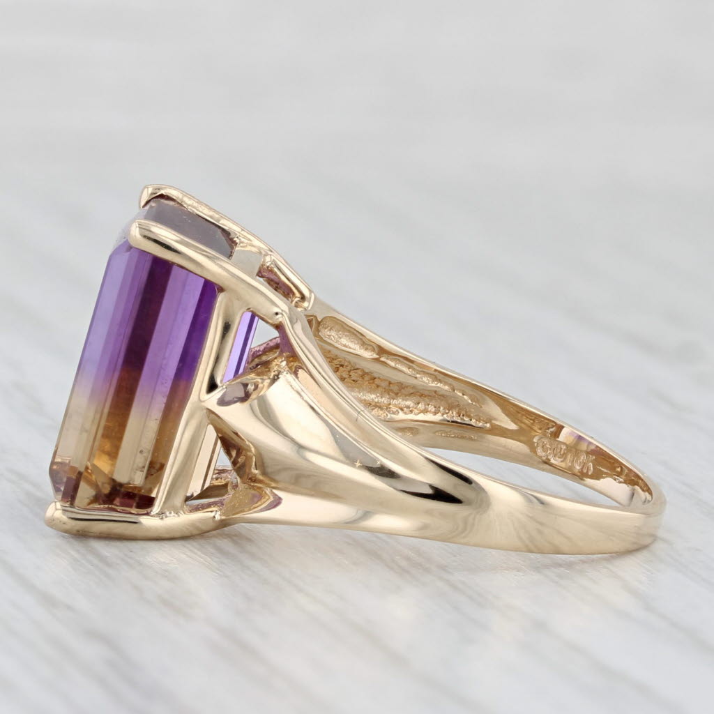 Light Gray 6.50ct Purple Ametrine 10k Yellow Gold Ring 10k Yellow Gold Size 7 Emerald Cut