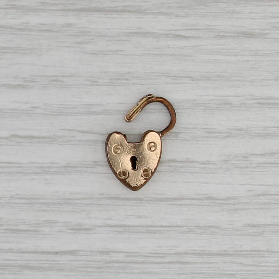 Victorian Heart Padlock Charm Yellow Gold Filled Snap Clasp