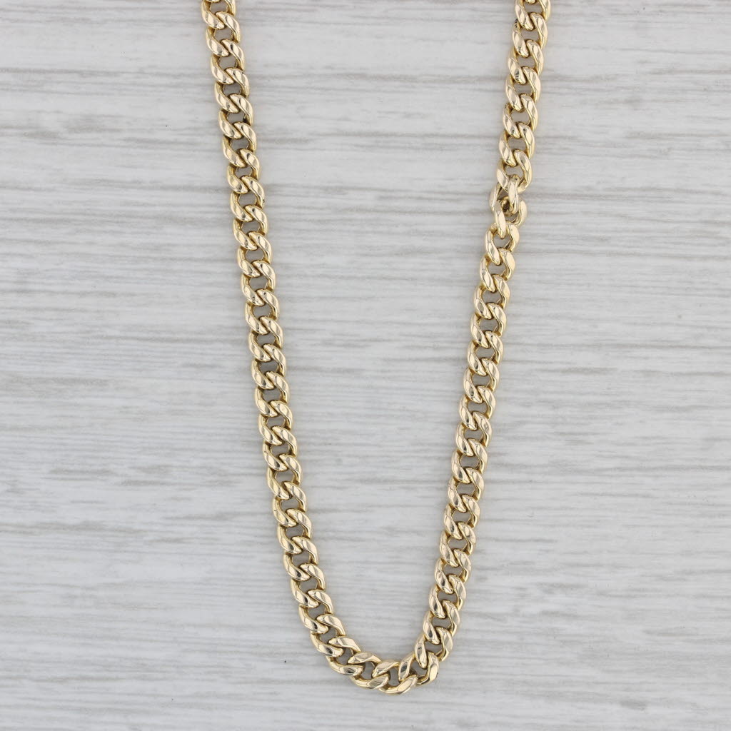 Gray Curb Chain Necklace 10k Yellow Gold 22" 3.7mm