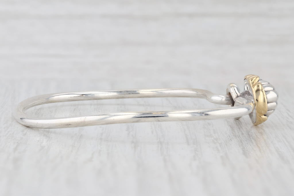 Light Gray Tiffany Scarab Bangle Bracelet w/ Pouch Box Sterling Silver 18k Gold 7"
